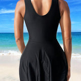 DD+ Conjunto de 2 piezas Tankini de unicolor para mujer para verano en la playa