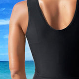 DD+ Conjunto de 2 piezas Tankini de unicolor para mujer para verano en la playa