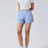 EZwear Shorts informales a raya azul y blanca para mujeres