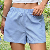 EZwear Shorts informales a raya azul y blanca para mujeres