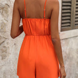 Enterizo naranja sin mangas con cuello halter para verano