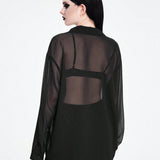 ROMWE Goth Camisa de mujer oscura gotica con transparencias y ajuste holgado, versatil