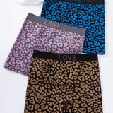 3 piezas Bragas hipster de moda con estampado de leopardo sin costuras para mujer, se pueden usar como prenda exterior