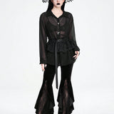 ROMWE Goth Camisa de mujer oscura gotica con transparencias y ajuste holgado, versatil