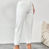 PETITE Pantalones blancos 7/8-9/10 de longitud simple para mujeres