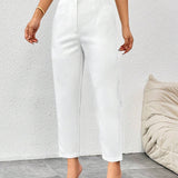 PETITE Pantalones blancos 7/8-9/10 de longitud simple para mujeres