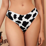 Ropa interior de moda para mujer con estampado de vaca en forma de tanga