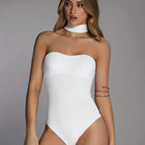 Forever 21 Body de verano para mujeres con tirantes al cuello en unicolor