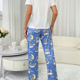 Conjunto de pijama para mujeres, material de seda de leche de 140g con estampados digitales