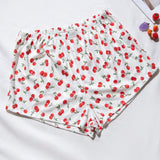 Juego de pijama corto con estampado de cerezas para mujer, 3 piezas