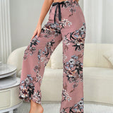 Pantalones de pijama con estampado floral grande para mujeres