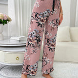 Pantalones de pijama con estampado floral grande para mujeres