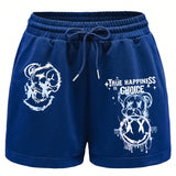 ICON Shorts informales de verano con estampado de oso y letras y cintura ajustable con cordón, shorts para el gimnasio