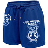 ICON Shorts informales de verano con estampado de oso y letras y cintura ajustable con cordón, shorts para el gimnasio