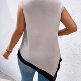 Camisa diaria sencilla sin mangas de a grande para mujer con bloque de color