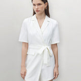 NEW  BIZwear Elegant White Short Sleeve Tie-Waist Jumpsuit For Women - Office Attire