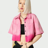 Coolane Camisa tejida corta en tono rosa para mujer