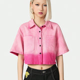 Coolane Camisa tejida corta en tono rosa para mujer