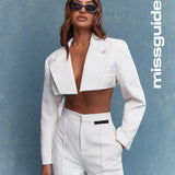 MISSGUIDED Conjunto de traje con chaqueta ultra corta y pantalones con pliegues de costura