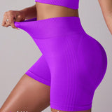 Sport Seamluxe Conjunto de deportes para mujeres con top de tirantes de unicolor sin costuras y pantalones cortos, para el verano