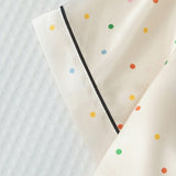 Conjunto de pijama de Satin de dos piezas para mujer, top estampado de lunares coloridos con botones y cuello y mangas cortas, pantalones cortos con cintura elastica, pijama, ropa de casa