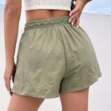 EZwear Shorts de trabajo simples y casuales de color verde militar para el verano