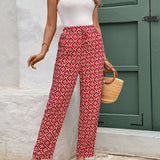 Frenchy Pantalones largos diarios simples para mujer con estampado regular