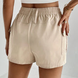 Tall Pantalones cortos de carga unicolor y simples para uso diario de mujeres