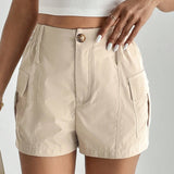 Tall Pantalones cortos de carga unicolor y simples para uso diario de mujeres