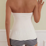 VCAY Conjunto tankini con tirantes spaghetti de rayas A-line, traje de bano de dos piezas sin tirantes adelgazante