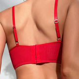 NEW Sujetador push-up rojo con aros y tirantes ajustables para mujer, lenceria sexy