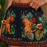 TRVLCHIC Pantalones anchos de cintura alta estampados completos para mujer (ideal para vacaciones)
