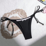 Swim Mod Bragas de bikini de bloque de color para mujer para la playa de verano con decoraciones de lazo en ambos lados y diseno de triangulo anudado