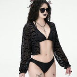 ROMWE Goth kimono gotico corto y transparente de estilo femenino como cubierta para el verano