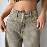 DAZY Jeans casuales de pierna ancha y de corte holgado para mujer con bolsillos