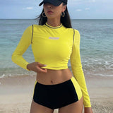 DAZY Conjunto de dos piezas de traje de bano Tankini de tirantes para mujer con cubierta de manga larga, proteccion solar para vacaciones