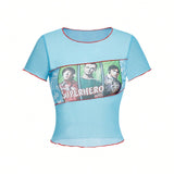 NEW THE BIG BANG THEORY X  Top de malla corto para mujer con estampado de caracteres y letras para el verano