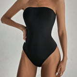 Tall Mujer body de verano solido con cuello redondo