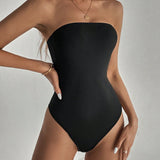 Tall Mujer body de verano solido con cuello redondo