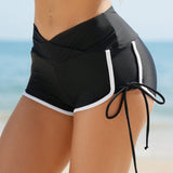 Swim SPRTY Bottom de traje de bano para mujer de diseno simple con bloque de colores y correas para uso diario