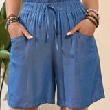 EMERY ROSE Shorts con cinturon sencillos para mujer de unicolor para uso diario