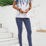 EMERY ROSE Conjunto de camiseta de manga corta y leggings largos estampados de verano para mujeres