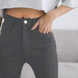 DAZY Pantalones regulares simples y lisos para uso diario de mujeres