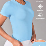 Sport Seamluxe Camiseta deportiva sin costuras de alta elasticidad y unicolor para uso diario de mujer