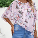 EMERY ROSE Camisa casual sencilla impresa para damas para uso diario (patron aleatorio)