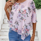 EMERY ROSE Camisa casual sencilla impresa para damas para uso diario (patron aleatorio)