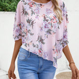 EMERY ROSE Camisa casual sencilla impresa para damas para uso diario (patron aleatorio)