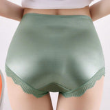 4 piezas/paquete de bragas sexys de triangulo de encaje y saten para mujeres con cintura alta y control abdominal, seccion delgada
