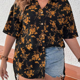 Camisa de mangas cortas con estampado floral para vacaciones en a grande