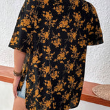 Camisa de mangas cortas con estampado floral para vacaciones en a grande